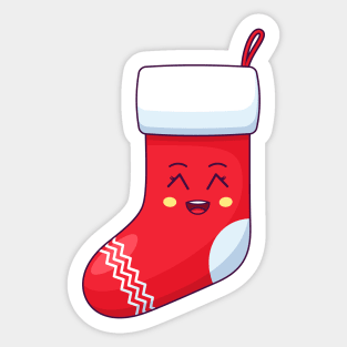 Cartoon Kawaii Santa Claus Sock with Grinning Face Sticker